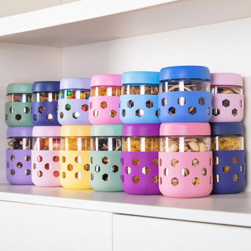 6-Pack 16 oz Gemice Overnight Oats Containers with Lids and Silicone Sleeves, Glass Mason Jars with Airtight Lid