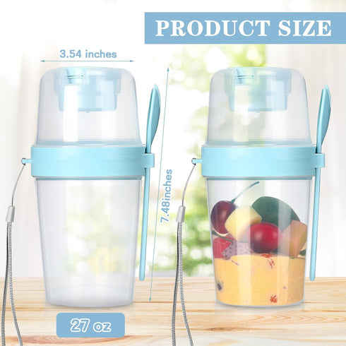 8 27 oz Mifoci Pcs Portable On The Go Cereal Cup with Lid and Spoon Reusable Cereal Yogurt Cup Overnight Oats Container