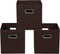 Fabric Storage Bins Cubes - Foldable Organizer with Handle, 11x11x11, Set of 3 in Coffee