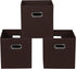 Fabric Storage Bins Cubes - Foldable Organizer with Handle, 11x11x11, Set of 3 in Coffee