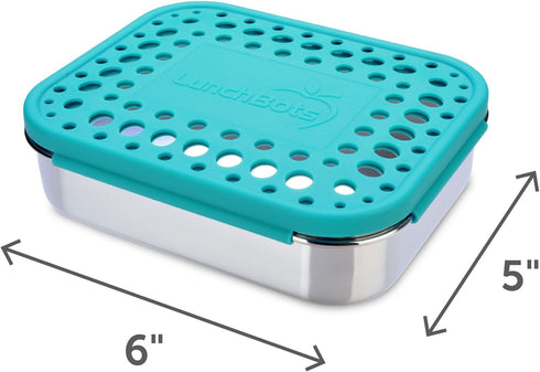 LunchBots Medium Uno Stainless Steel Sandwich Container for Wraps, Salads, Eco-Friendly, Aqua Dots
