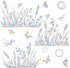 Flower and Grass Window Decals for Bird Strikes, Non-Adhesive Reusable Vinyl Rainbow Stickers to Save Birds.
