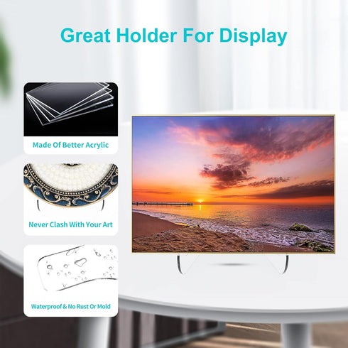 Flat Back Acrylic Plate Stand, 6 Inch 2PC Clear Display Easel, Clear Tablet Holder for Displaying