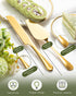 2-Piece Premium Cake Cutting Set, Exquisite Knife and Server with Serrated Design for Pastry and Desserts (Gold)