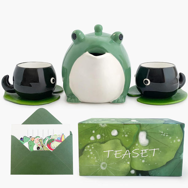 Frog teapot Teacup, frog tea set, cute teapot gift, Tea Service Set
