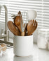 getstar Small Ceramic Kitchen Utensil Holder for Counter (H5.6” x W5.2”), White with Cork Mat