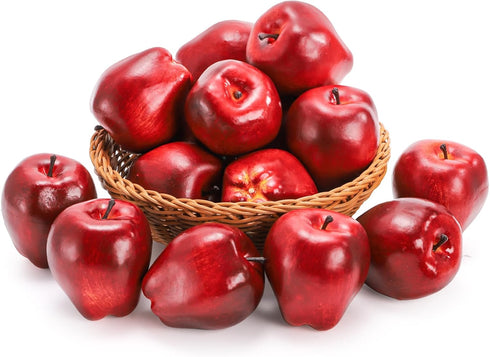 24 ZEAYEA Pcs Artificial Apples, Realistic Fake Red Delicious Apples, Decorative Lifelike Faux Apples for Home Kitchen