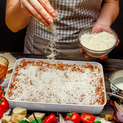 TeamFar Lasagna Pan, 12.3’’ x 9.75’’ x 2’’, Heavy Duty Stainless Steel Casserole Pan for Baking, Dishwasher Safe