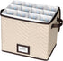 Wine Glass Storage Box with Dividers - Holds 12 Champagne Flute Glasses up to 10" Tall, Durable Quilted Microfiber Bin