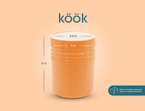 KooK Kitchen Utensil Holder - Ceramic Countertop Organizer, 5.3”, Dishwasher Safe (Coral)