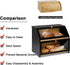 Counter, HOMEKOKO Double Layer Large Bread Box for Kitchen Wooden Large Capacity Bread Storage Bin (Black)