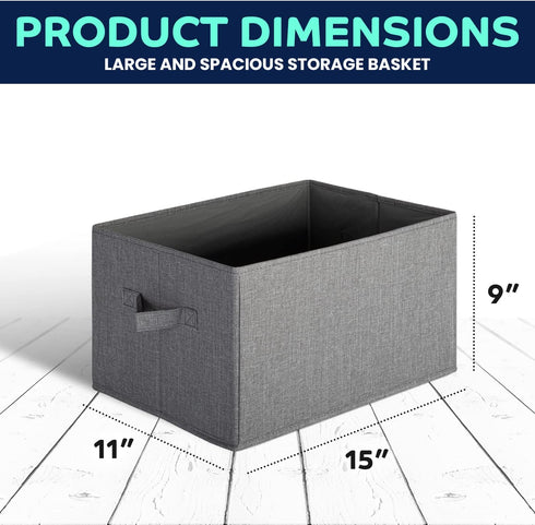 Pomatree Storage Baskets - 4 Pack Sturdy Large Fabric Bins for Home, Nursery, Closet & Shelves Organization
