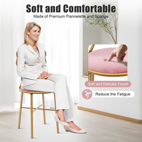 LOYALHEARTDY Modern Makeup Vanity Chair Stool Pink Bow Vanity Chair Cute Butterfly Stool Princess Chairs with Bow Knot