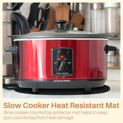 2 Pcs Oval Slow Cooker Heat Resistant Mat, Non Skid Countertop Heat Protector for 6-8 Quart Kitchen Appliances