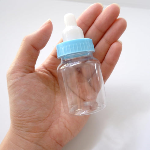 Baby Shower Favor - 36 Pack Mini Milk Bottle Party Gift Bag Boxes 1.5" x 3.5" - Baby Shower Candy Jar (Blue)