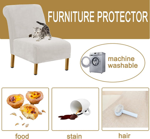 Armless HAOYONG Accent Chair Cover, Stretch Velvet Chair Slipcover Soft Slipper Chair Covers Furniture Protector Covers