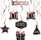 LINGTEER Happy 16th Birthday Decorations - 12 Pcs Black & Rose Gold Foil Swirls Streamer Set for Bday Party