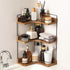 Snuvid 3-Tier Bathroom Counter Organizer, Wooden Corner Shelf for Vanity Countertop Skincare &