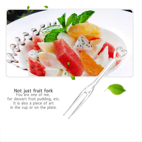 TCOTBE 300 Disposable Fruit Forks, 3.5 Inch Plastic Cocktail Picks, Cute Heart Shapes for Party Supplies