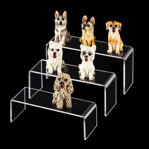 Acrylic Display Stand Riser - Clear Small Decorator Stand Shelf for Figures, Jewelry, Cupcake, Dessert - 2 Sets