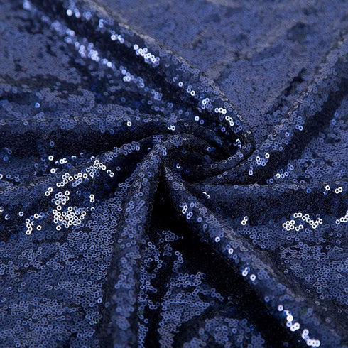 JYFLZQ Navy Blue Sequin Tablecloth, 50" Small Round Sparkly Glitter Table Cover for Graduation, Retirement, Birthday