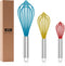 Whisk, Sturdy Stainless Steel Wires Coated in Professional Silicone, 3 Pack Whisks for Cooking, Mini Whisk, Colored