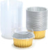 Aluminum Cups with Lids, 4.2oz 50Pcs Gold Disposable Cake Pans, Mini Cake Pans for Party, Wedding, Birthday