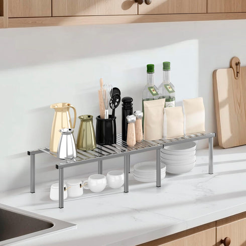 Set 4 Counter STORAGE MANIAC of Expandable Kitchen Cabinet Organizer Shelf Kitchen Shelves Spice Rack Kitchens Storage