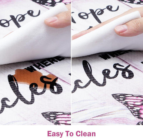 Likiyol Butterfly Kitchen Rugs, Set of 2 Anti Fatigue Mats for Kitchen Floor, Non-Slip Washable Daisy Floral Pink