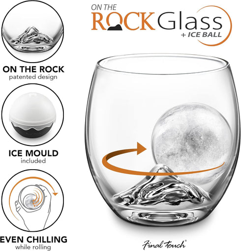 On The Rock Glass with Ice Ball Mold - Final Touch, Elevate Your Whiskey Experience