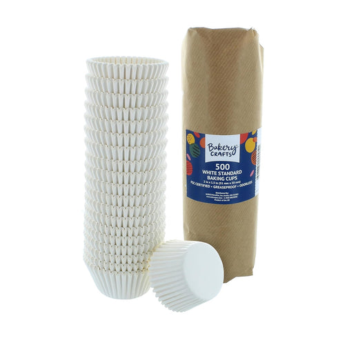 Bakery Crafts White Baking Cups, 2" Cupcake Cases, Greaseproof Paper Liners for Muffins and Cupcakes, Pack of 500