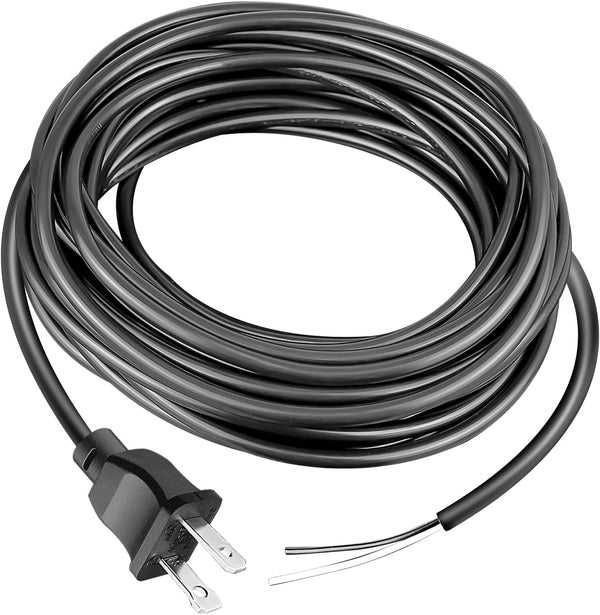 30ft Extra Length 18/2 Replacement Vacuum Cleaner Power Cord for All Upright Vacuums, Shark, Eureka, Sanitaire,