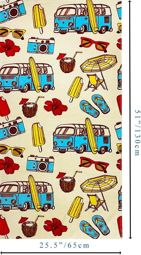 YIFONTIN Kids Beach Towel Cotton Soft Absorbent 25.5X51 inches for Bath Swimming, Coastal Tour