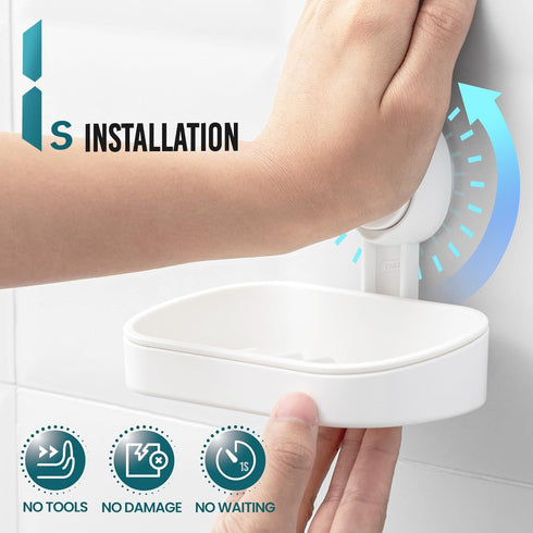 TAILI Soap Dish Holder with Powerful Suction Cup, Strong Sponge Holder for Shower, Bathroom, Kitchen Sink
