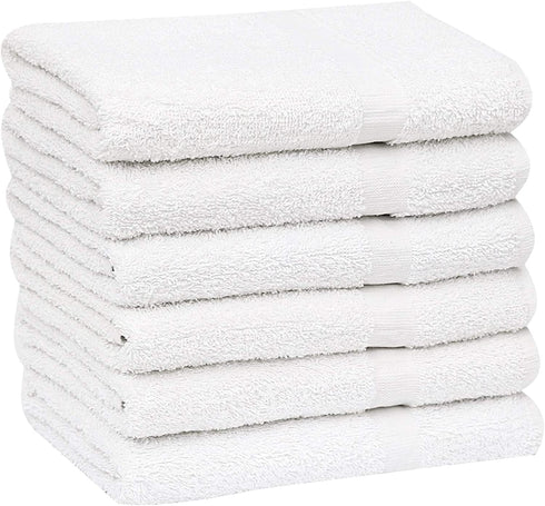 12 Pack (22x44 Inches) GOLD TEXTILES Bulk Bath Towels White Economy Light Weight Easycare