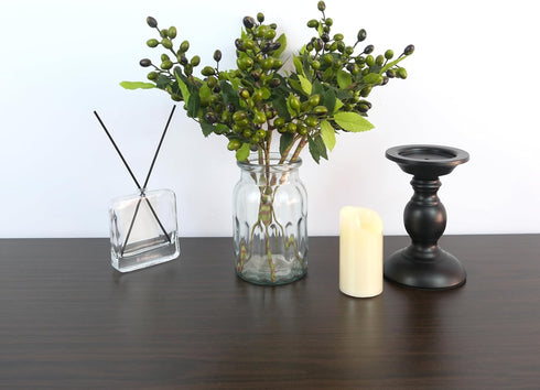 5-Piece Faux Berry Stems for Home Decor - Green Spray Branches