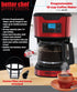 Better Chef Programmable 12-Cup 1-4 Setting 2hr Coffee Maker | Cup | Auto-Pause to Serve | Keep Warm | Perma-Filter |