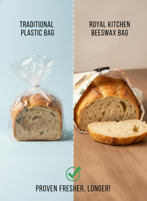2 Pack 2 Reusable Beeswax Breads Bag | Organic Sourdough bread bags for homemade bread | Fridge and Freezer friendly