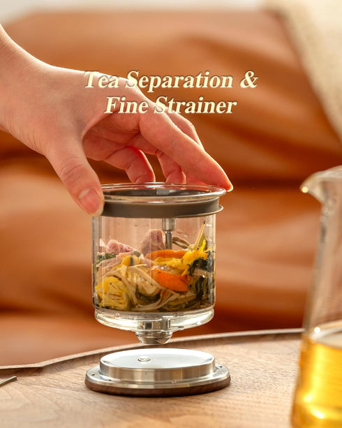 ZENS Magnetic Tea Pot, Enchanted Glass Teapot with Infuser and Magnetic Suction Lid for Mess-Free Loose Tea Diffusers