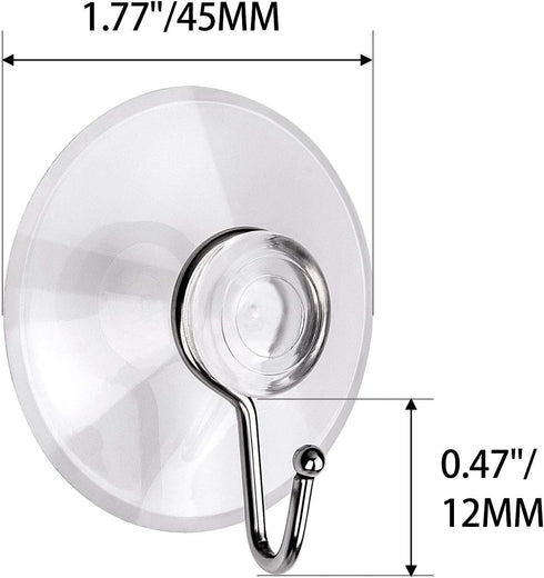 Awpeye 20 Packs Suction Cup Hooks, 1.77 Inches Universal Clear PVC Suction Cups with Hooks for Kitchen Bathroom
