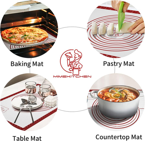 Extra Large Silicone Baking Mat, Non-Stick Pastry Sheet for Dough Rolling, Counter Mat Oven Liner 26 x 16 Inch