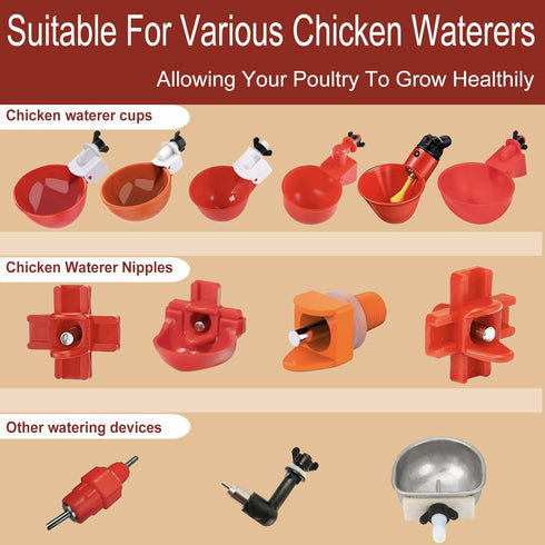 Aopchry 10 Pack Chicken Waterer ABS Tee Fittings. Suitable for Chicken Water Cups, Nipples and Other Poultry Waterers