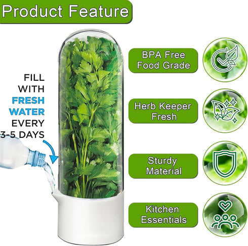 HVECT 2-3 1Pack) Herb Saver for Refrigerator, Herb Saver Pod Cilantro Containers for Refrigerator, Fresh Herb Keeper