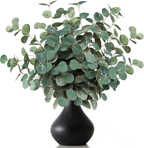 TOPHOUSE 6pcs Artificial Eucalyptus Leaves Stems Bulk - 24.8” Silver Dollar Eucalyptus Artificial Greenery Silk Plant