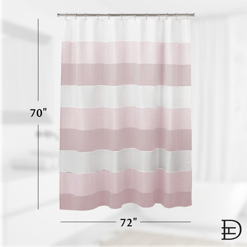 Dainty Home Waffle Weave Shower Curtain - Ombre Striped Pattern in Blush 70" x 72" Water Resistant