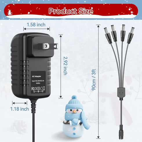 CJP-Geek AC Power Adapter, Compatible with Lemax No.44242 Spooky Town Collection with 3/4 Output Jacks