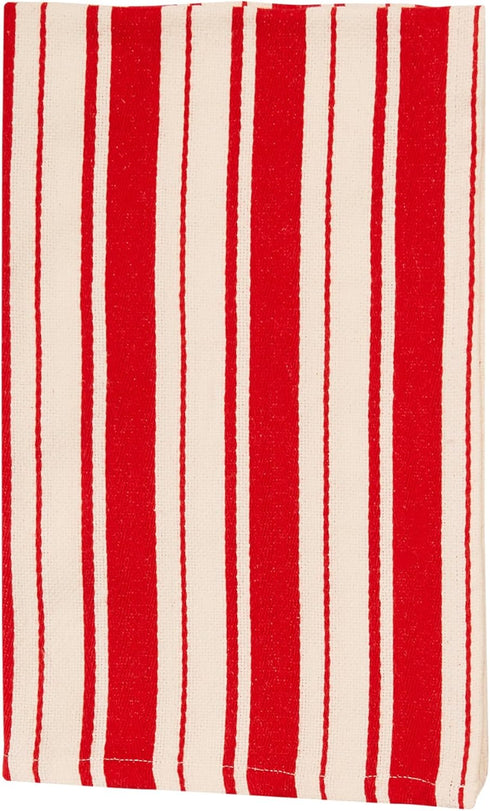 DII Kitchen Cleaning Collection, Heavy Duty Cotton Dish Towel Set, Striped Tomato, 18x28, 3 Piece