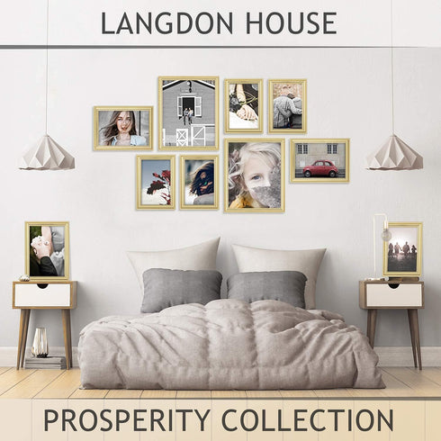 Langdon House 8x10 Picture Frames, Gold, 6 Pack, Contemporary Frame Set for Wall Mount or Table Top