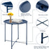 4 Garden you End Table Metal Side Table Blue Round Folding Tray Cyan Sofa Small Accent Fold-able Table, Round End Table
