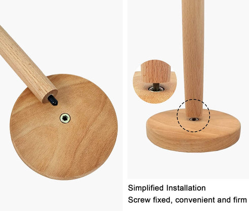 Wooden Paper Towel Holder, Countertop Standing Organizer for Kitchen and Dining Table, Roll Dispenser